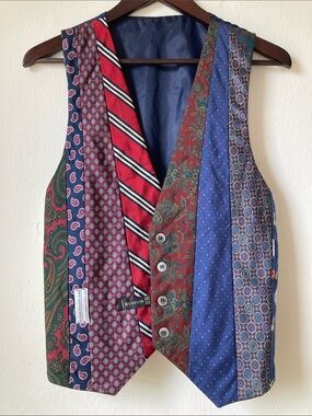 Handmade Upcycled Ties Patchwork Vest Men’s Women’s Unisex M